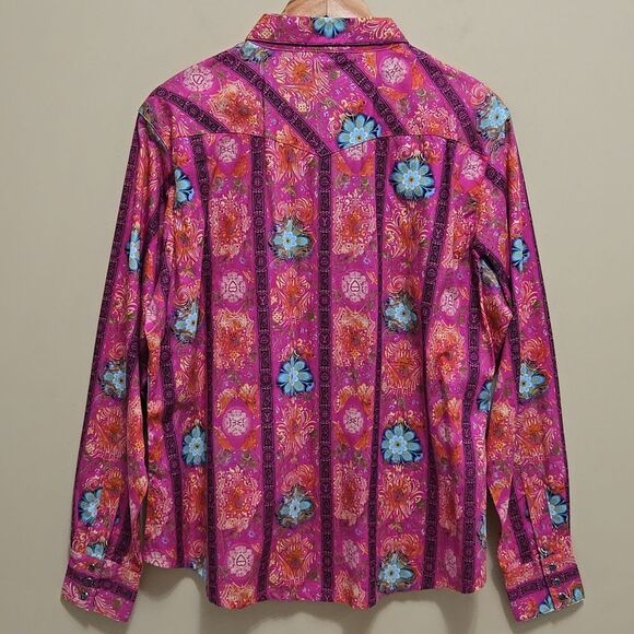 Wrangler Pink Pearl Snap Long Sleeve Western Shirt Size XL Cowgirl Country Rodeo - Picture 15 of 16